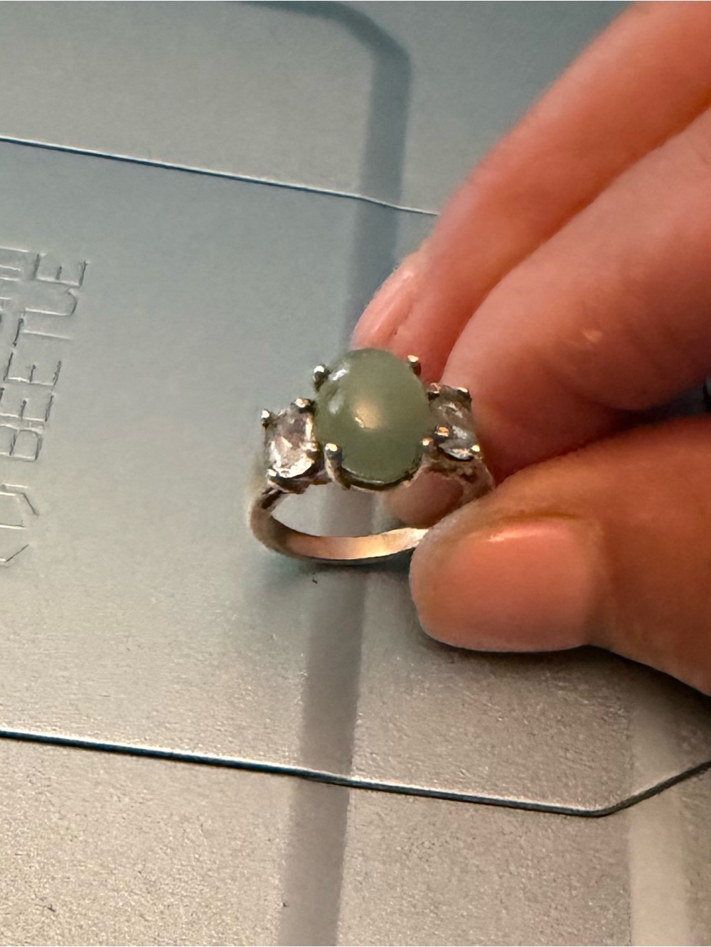 Vintage AVON Jade Caboose & Blue Topaz .925 Sterling Silver Ring approx sz7
$38